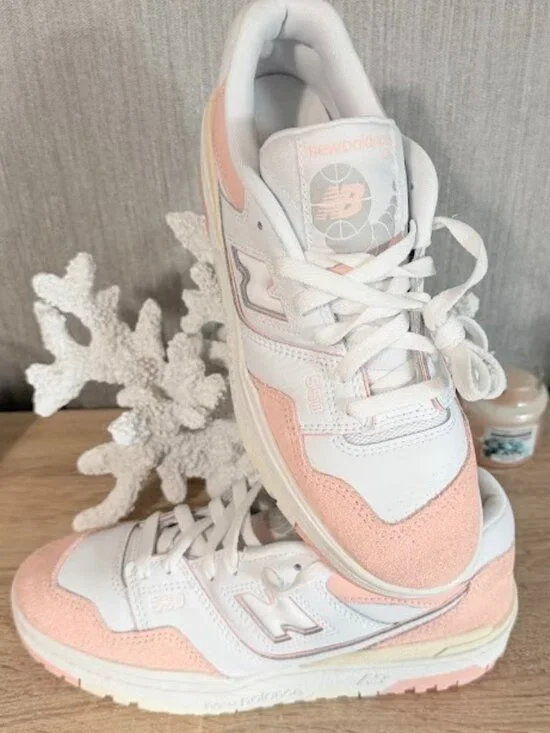 New Balance 550 White Pink Women’s Sneakers Size 9 Retro Leather Shoes New - Picture 7 of 12